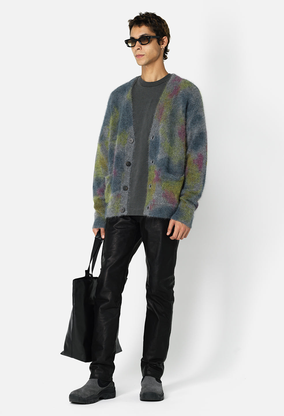 Angora Cardigan / Charcoal Skittles