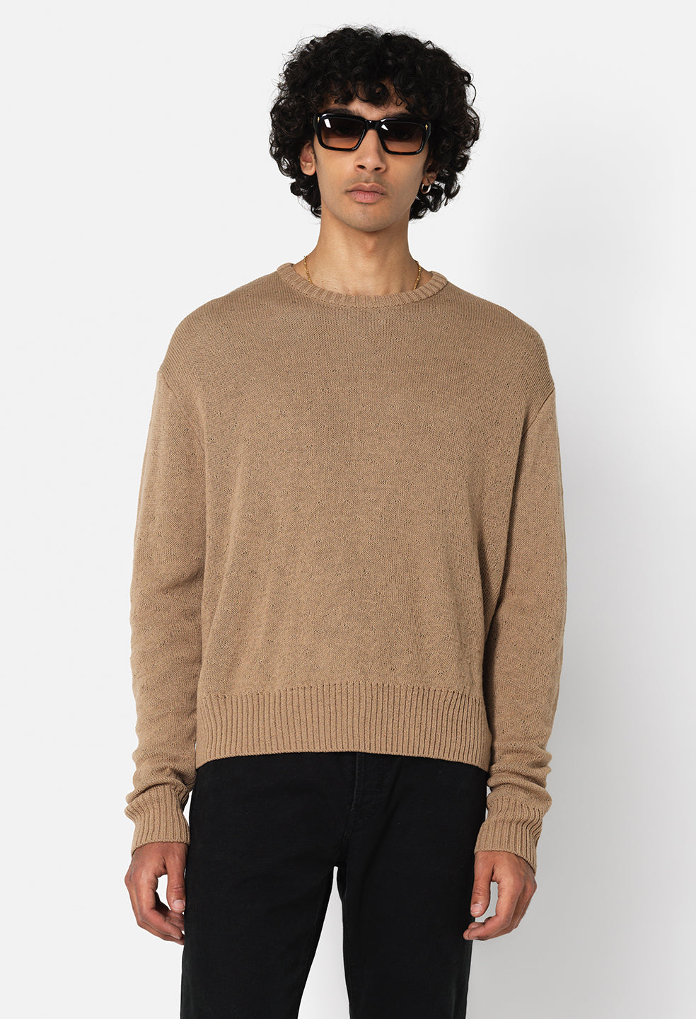 H＞WOOL CABLE HOLE CREW NECK PULLOVER-