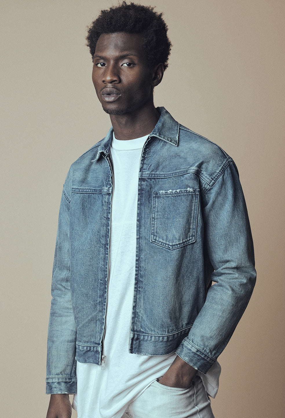 john elliott denim zip blouson