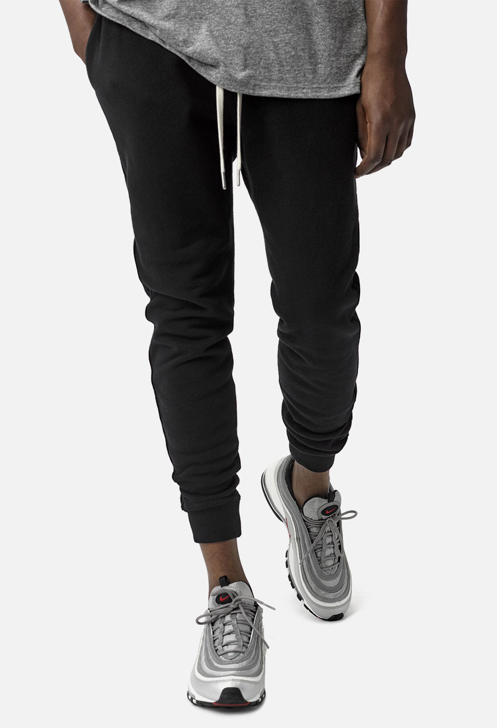 black fitted sweatpants