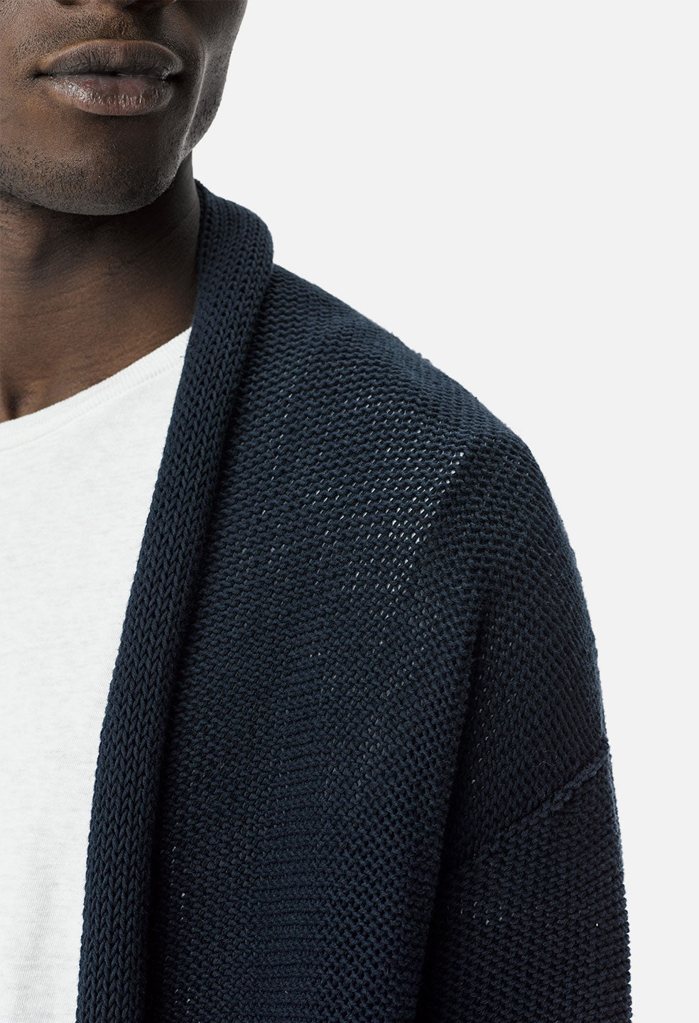 navy linen cardigan