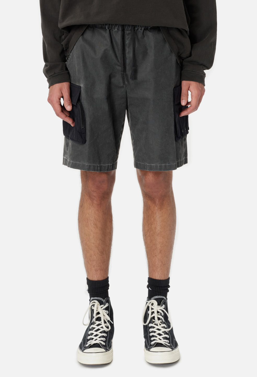 black sneakers with shorts